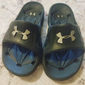 Boy Under Armour Kids Slide Sandals - Black and Blue